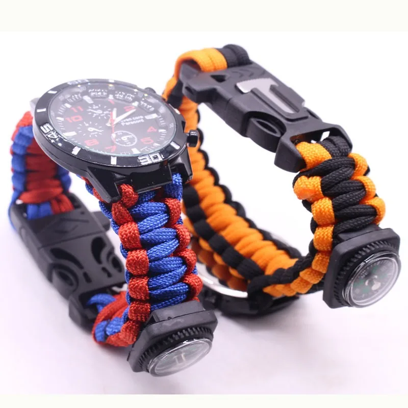 Fire Starting Kit - Reloj multifuncional para exteriores, pulsera tejida
